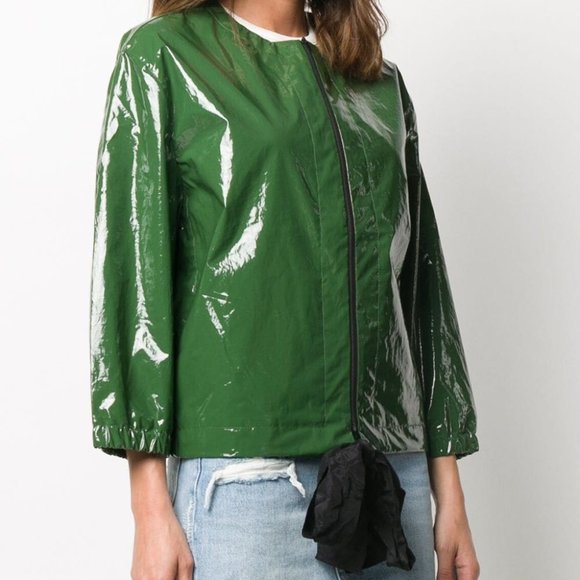 Sara Lanzi Women's Small Collarless Vinyl Jacket - Picture 1 of 10